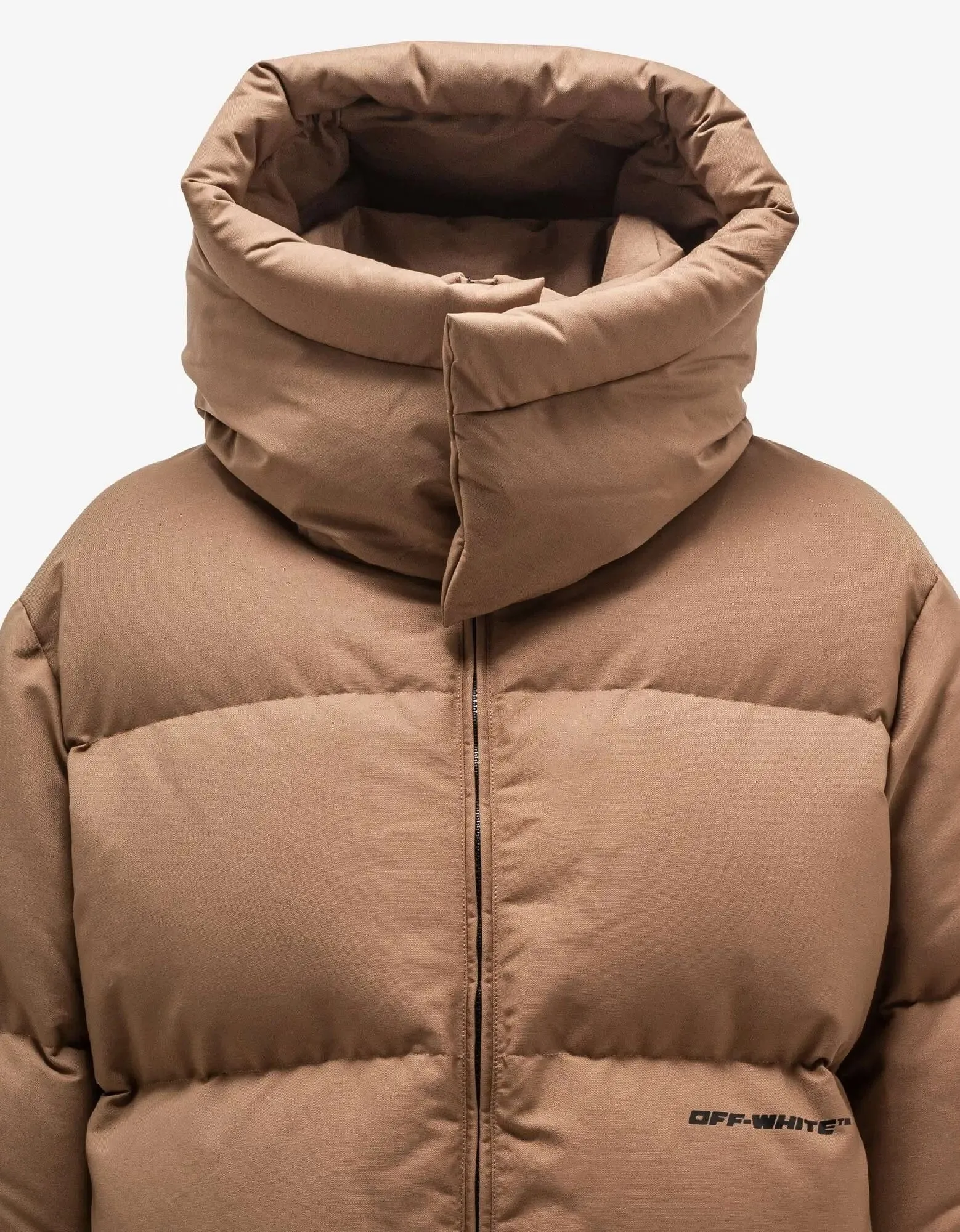 Off-White Camel OW Race Canvas Down Puffer Jacket