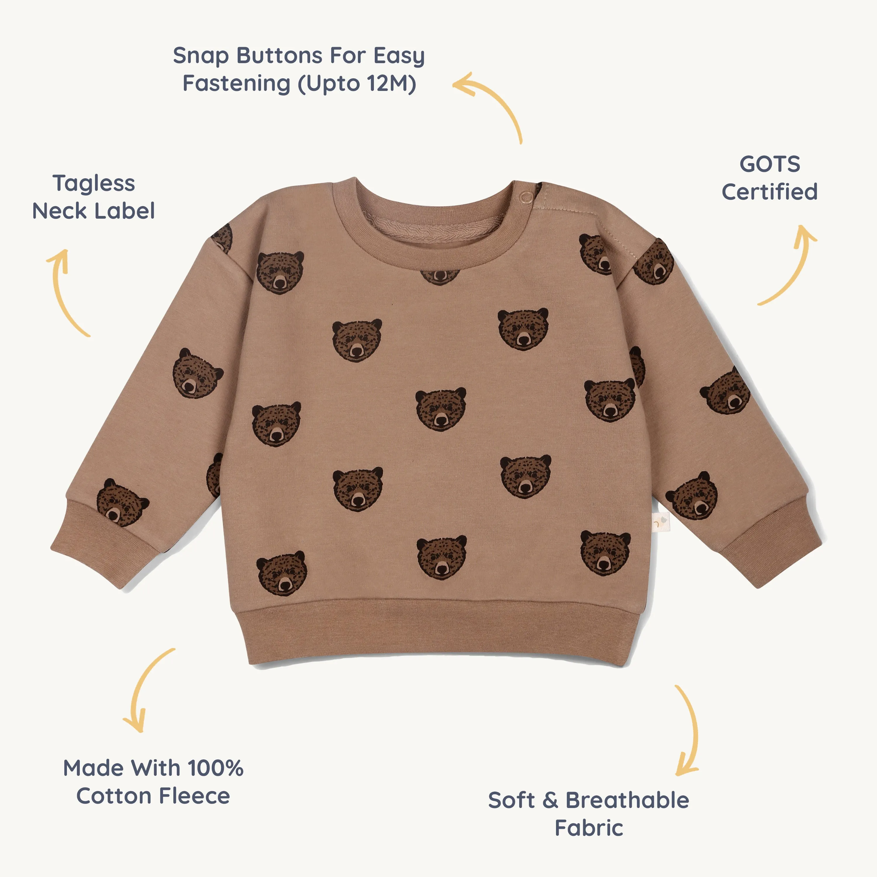 Organic Fleece Sweatshirt - Wild Bear