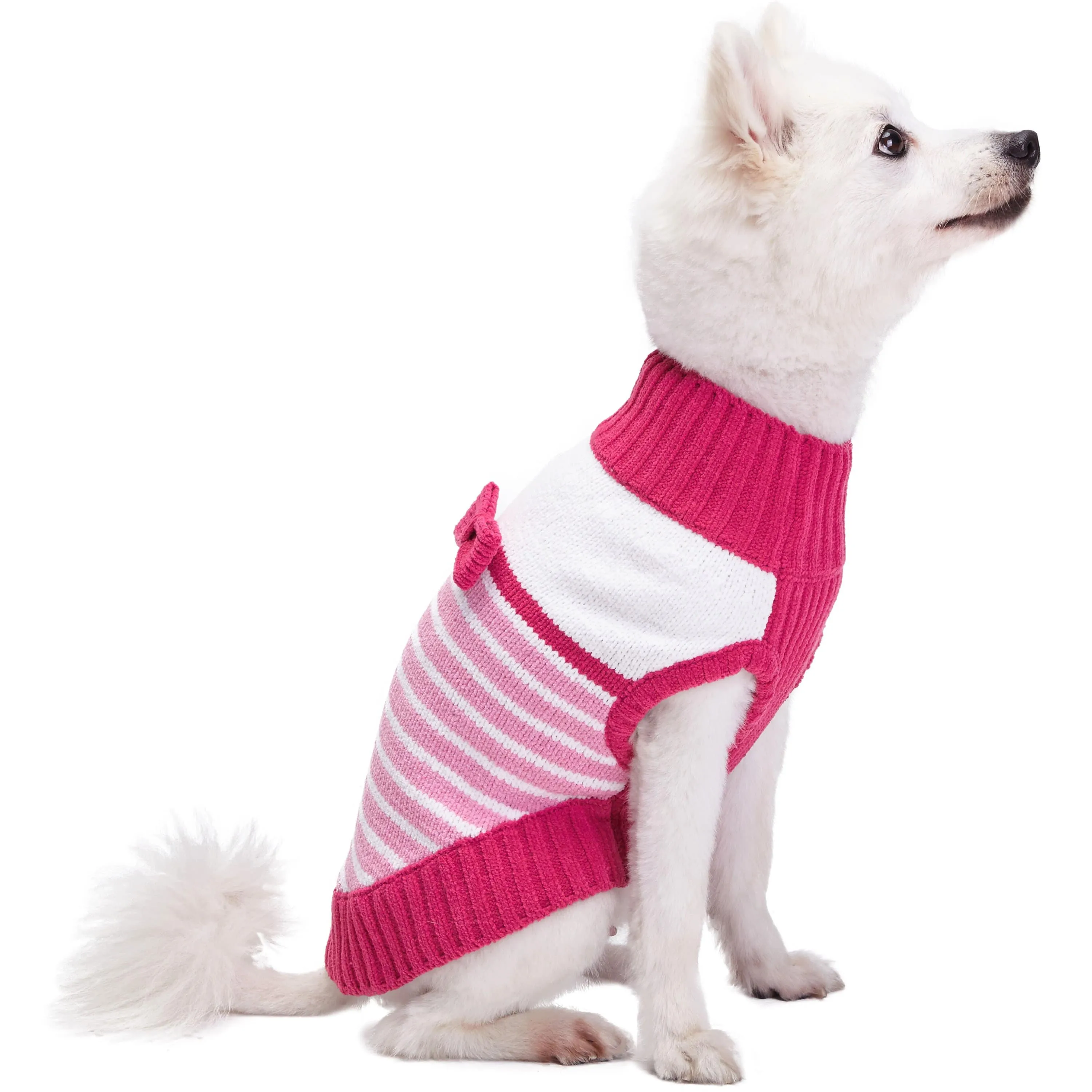 Pinky Princess Designer Chenille Dog Sweater with Bow