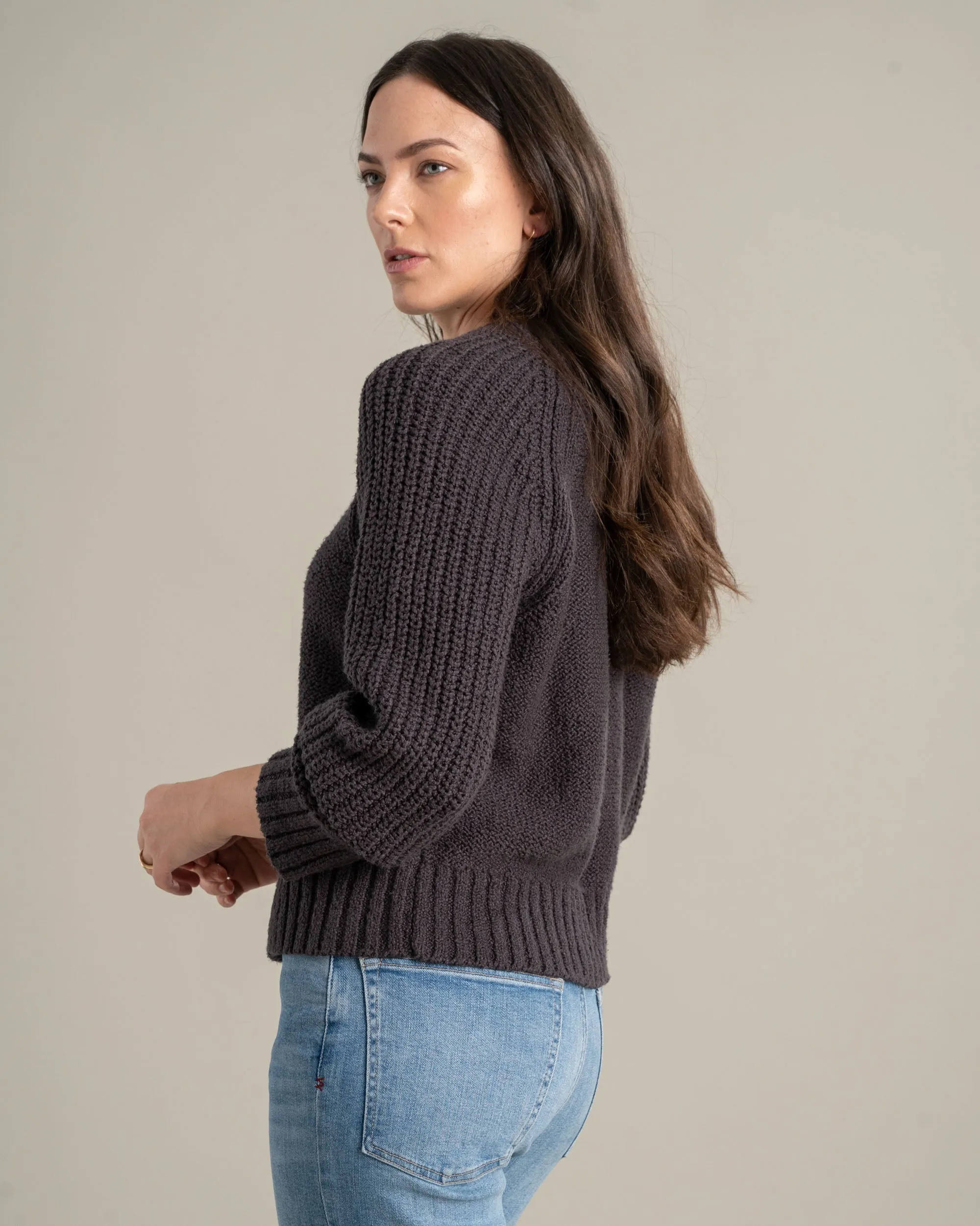 Recycled Cotton Cable Crew Sweater