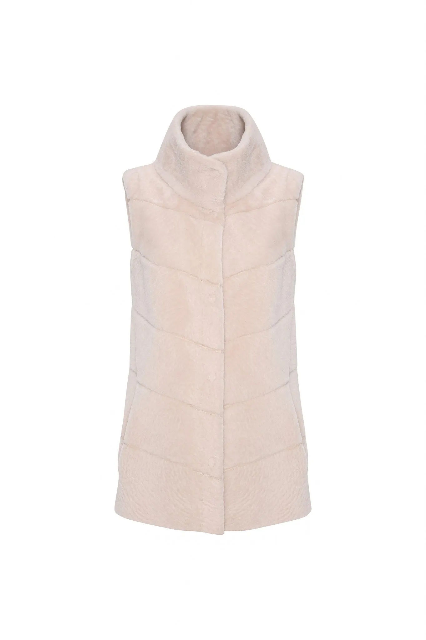 Reversible Textured Shearling Lamb Vest