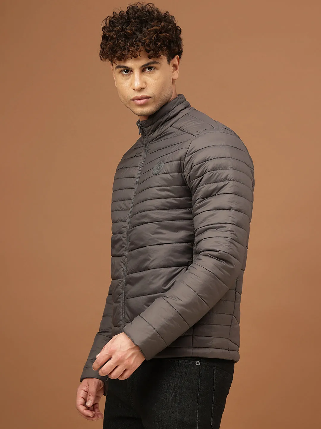 Richlook Men Grey Puffer Jacket