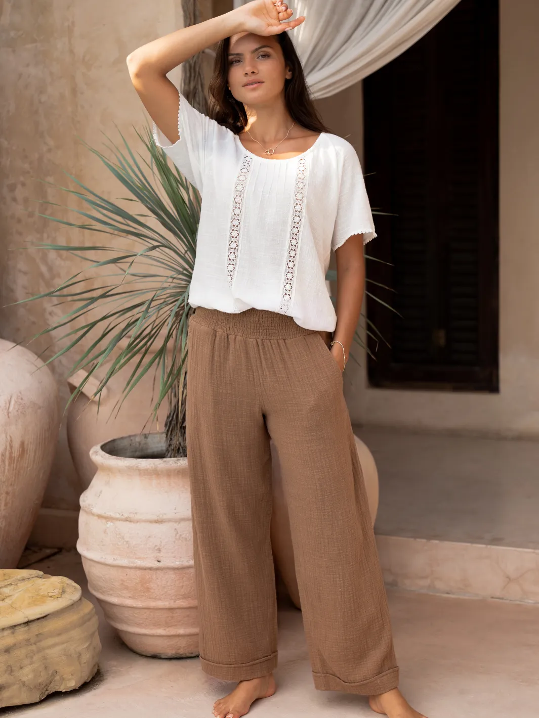 Sancia Cotton Pants Desert Sand