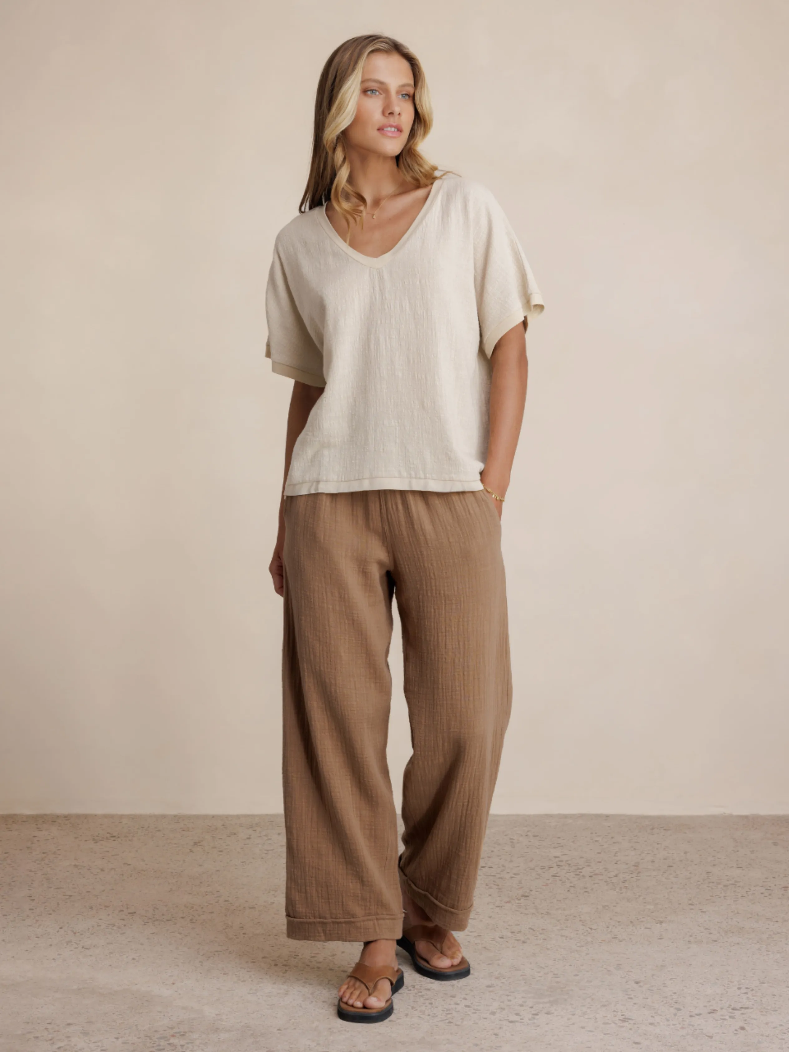 Sancia Cotton Pants Desert Sand