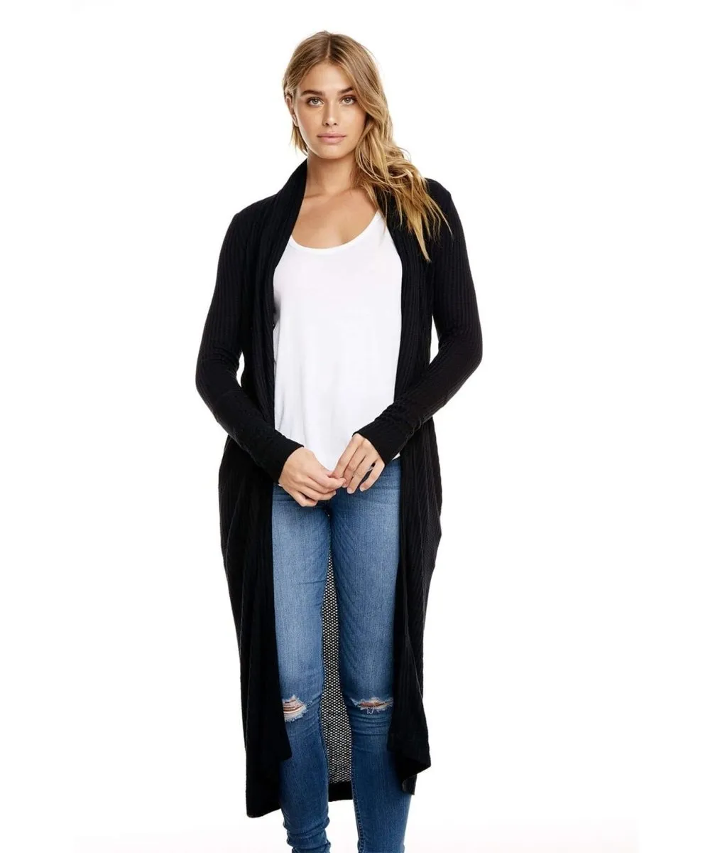 Thermal L/S Shawl Cardigan Black