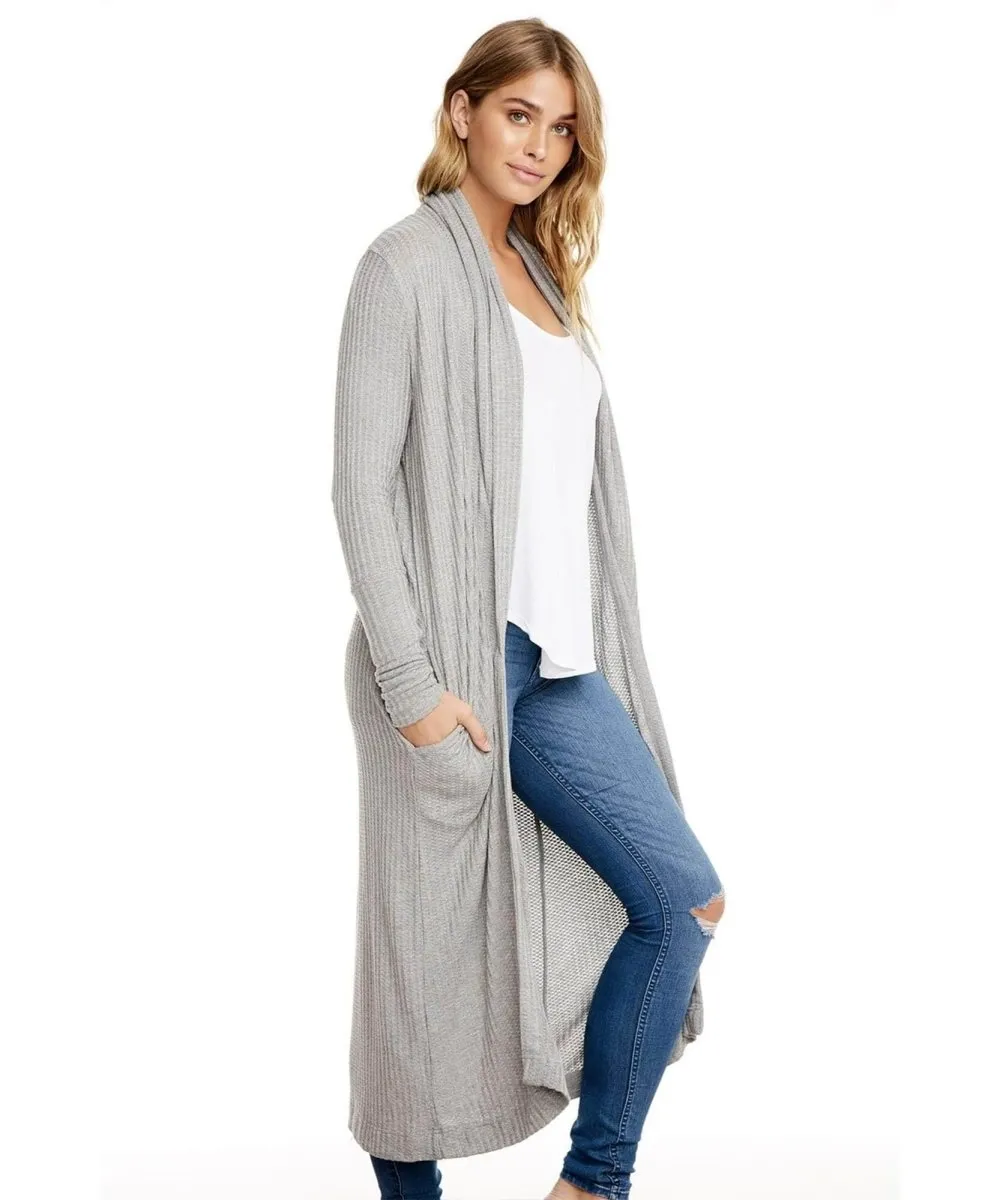 Thermal L/S Shawl Cardigan Heather Grey