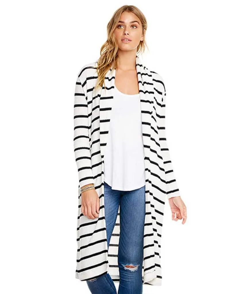 Thermal L/S Shawl Cardigan, Stripe