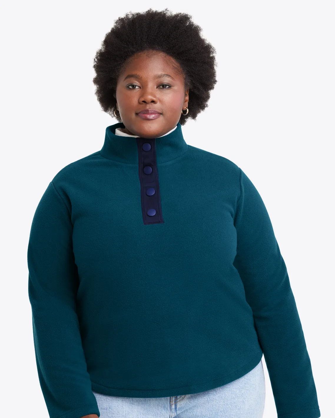 Turtleneck Pullover Fleece in Teal