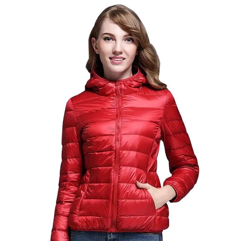 White Duck Down Winter Hoody Jackets Ultra-light Women Coats