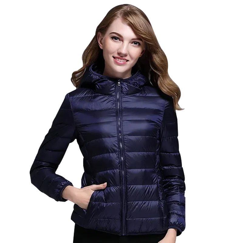 White Duck Down Winter Hoody Jackets Ultra-light Women Coats