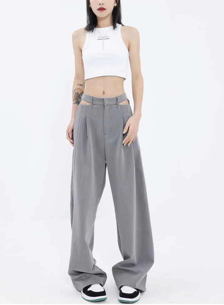 Wide Leg Waist Cutout Pants