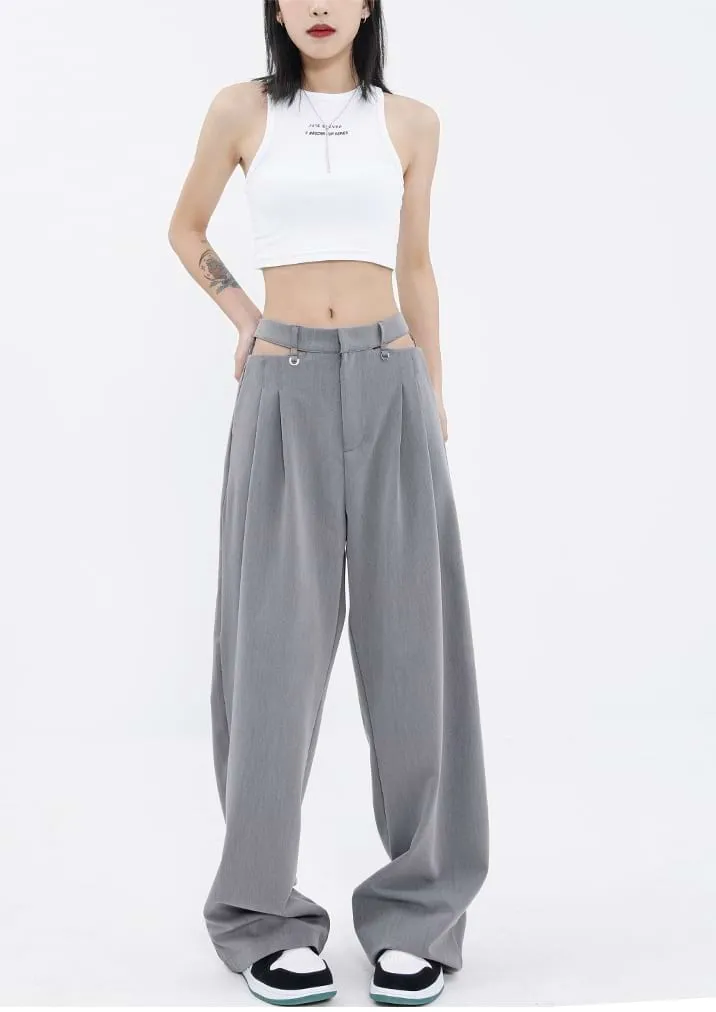 Wide Leg Waist Cutout Pants