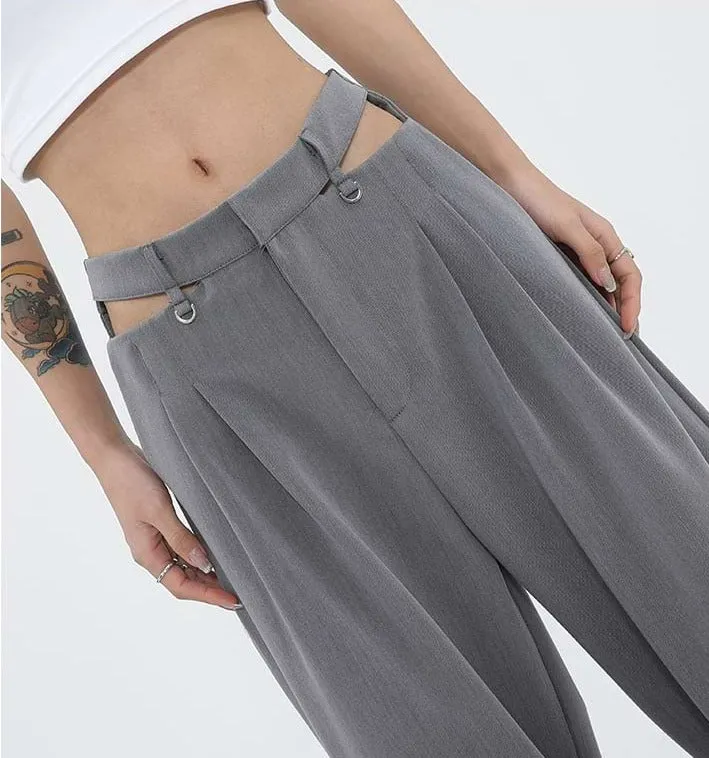 Wide Leg Waist Cutout Pants