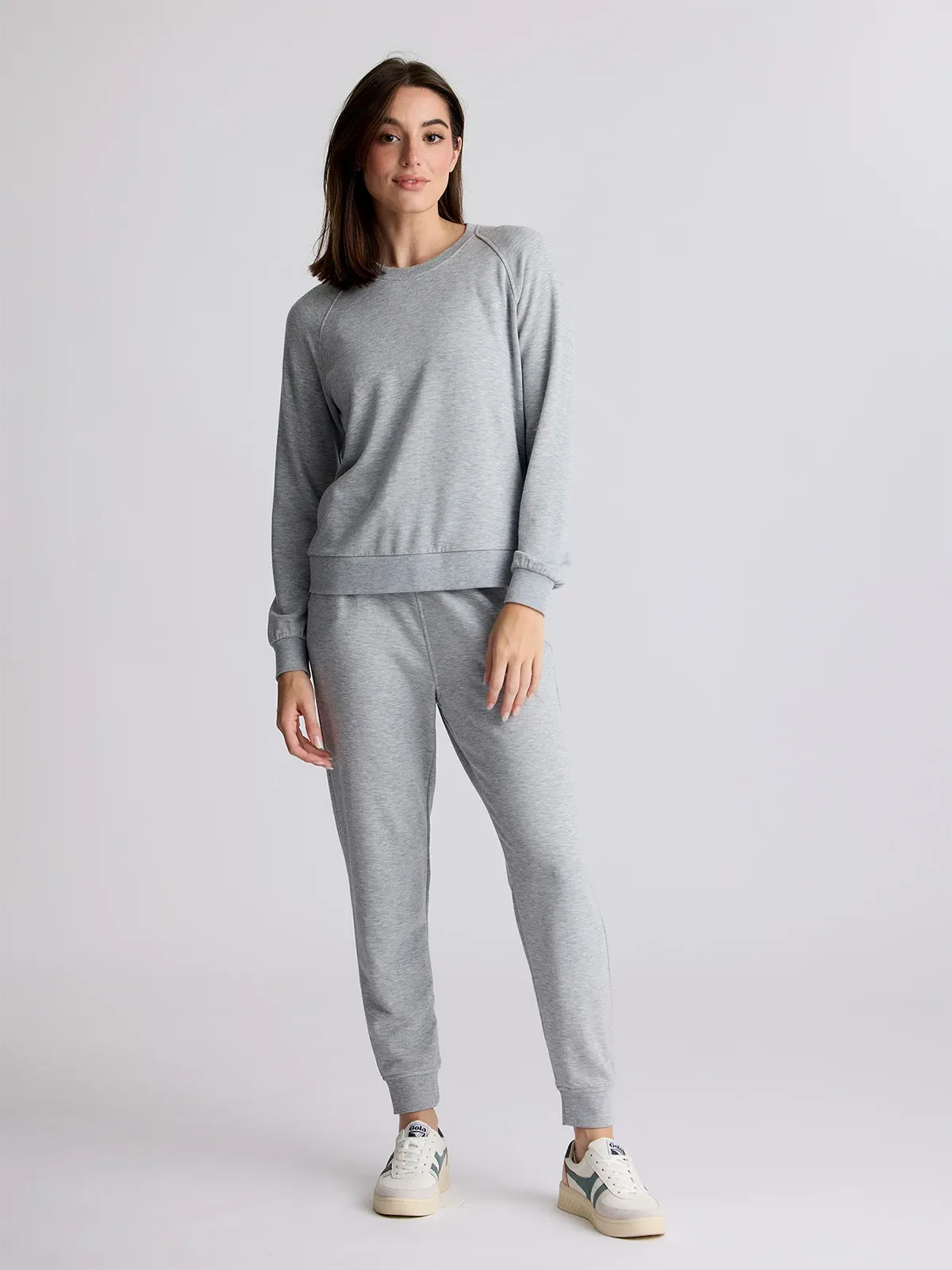 Women's Bamboo Lightweight Fleece Crew - Light Heather Grey